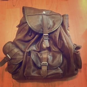 Brown vintage leather backpack